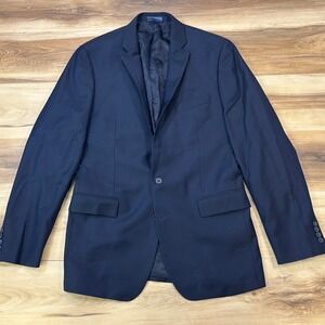 Ryan Seacrest Distinction Blazer Mens 42L Classic Wool Tailored Navy Blue Office